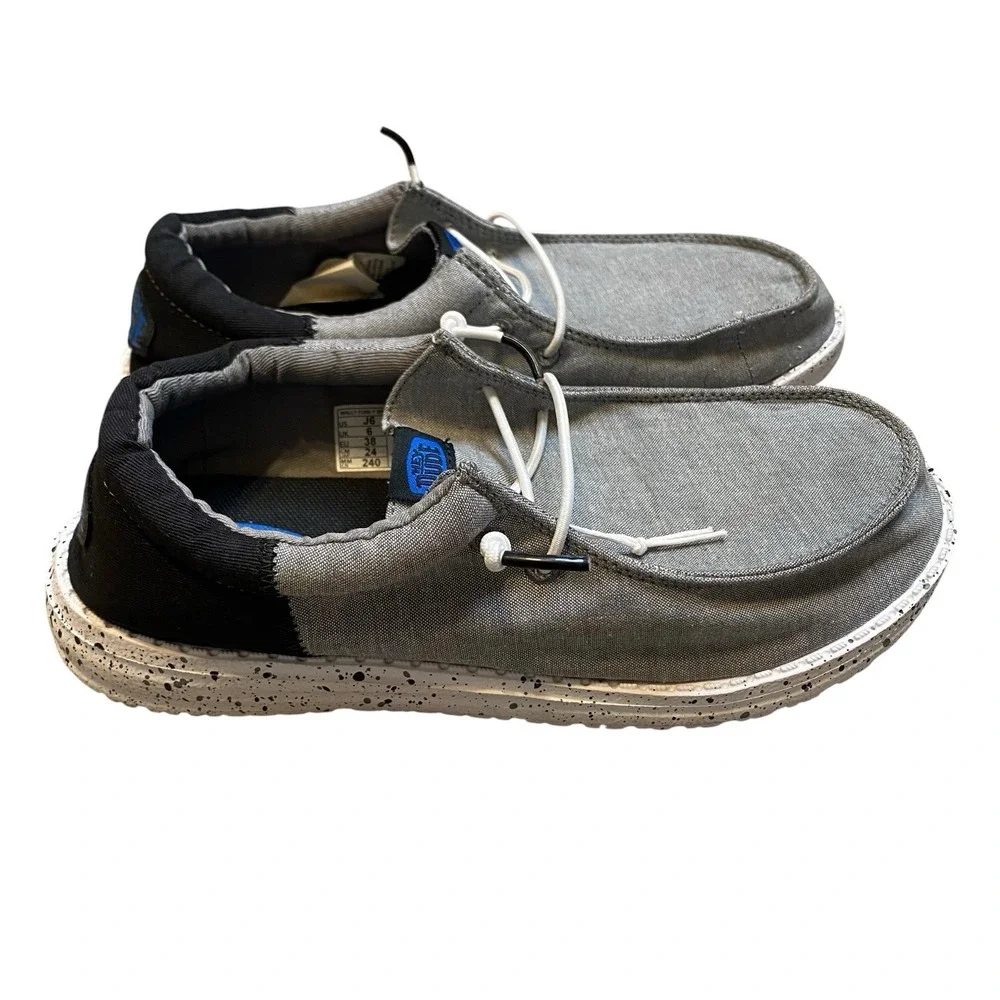 Hey Dude Shoes Men 6 EU 38 Gray Slip On Casual Loafers Coastal
